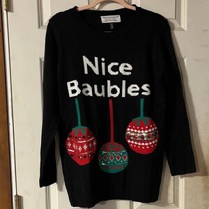 Tiara international Black Sweater with Red and Green Ornaments